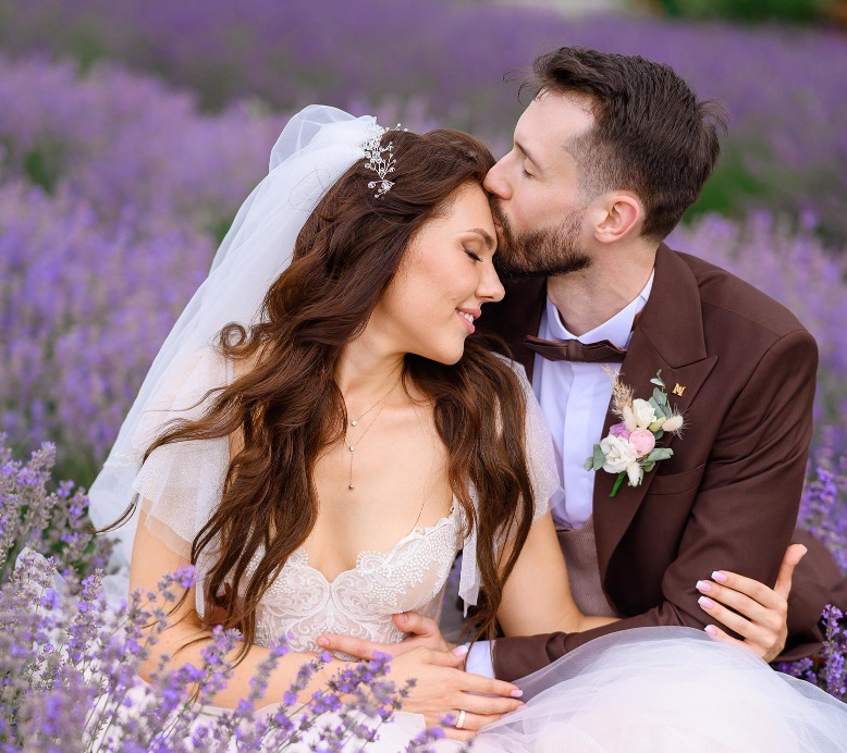 loving-newlyweds-posing-lavender-meadow-hugging